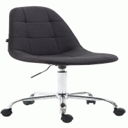 Décoshop26 - Chaise de bureau tabouret de travail sur roulettes dossier arrondie en tissu noir et métal chromé 10_0002640 - noir métal 3000251133332