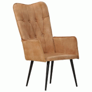 Décoshop26 - Fauteuil lounge design moderne accoudoirs en tissu marron DEC026815 - marron 3000256019709