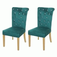 Décoshop26 - Lot de 2 chaises à manger cuisine en velours vert avec décoration bouton cristal pieds bois clairs 04_0000351 - 3000252818986 Décoshop26 - Lot de 2 chaises à manger cuisine en velours vert avec décoration bouton cristal pieds bois clairs 04_0000351 - 3000252818986