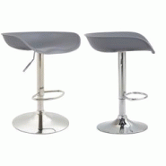 Décoshop26 - Lot de 2 tabourets de bar assise réglable en hauteur et pivotant en plastique gris pieds tulipe en métal chromé avec TDB10277 - gris Décoshop26 - Lot de 2 tabourets de bar assise réglable en hauteur et pivotant en plastique gris pieds tulipe en métal chromé avec TDB10277 - gris
