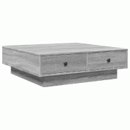 Décoshop26 - Table basse avec tiroirs 90 x 90 x 28 cm bois d'ingénierie gris et métal DEC040166 - gris métal 3000264783241