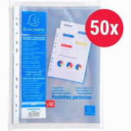 Exacompta Lot de 20 Sachet de 50 pochettes perforées A4, polypro lisse 5/100e / 50 µ - transparent 5250E