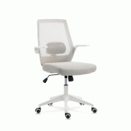 Furniture Style Chaise d’étude pour enfants/jeunes avec siège textile, couleur blanc/gris. Les bras croisés. Mannequin Olivia - gris polyester FS