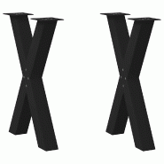 Helloshop26 - Lot de 2 pieds de table à manger en forme de X 50 x 72 cm support robuste pour plateau design moderne en acier noir 02_0057240 - noir a