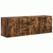 Helloshop26 - Meuble TV mural moderne rectangulaire avec rangements 59,5 x 31 x 40 cm en bois d'ingénierie chêne fumé 02_0055014 - Bois massif 3000