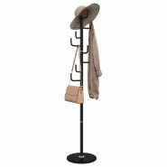 Helloshop26 - Porte-manteau sur pied pratique 183 x 37 x 37 cm 8 patères stable moderne en fer noir 02_0047603 - noir 3000234868411