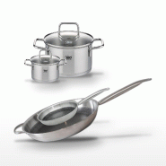 Lot Poêles 32cm & 24cm et Faitouts 20cm & 12cm Elo Relief Solution - gris 3176239959291