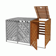 Mendler XL habillage de poubelle pour 1/2 personnes extension HWC-J44, box pour poubelles, 120x68x98cm bois certifié MVG ~ brun - marron Bois massif