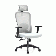 OfficeSense OS140 Chaise de Bureau Ergonomique – NEN1335 – Appui-tête 2D – Inclinable – Dossier en Maille – Gris – Adultes - gris plastiq