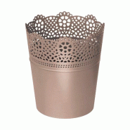 Prosperplast - Pot LACE - 11,2x11,2x13 cm, coloris Mocca - marron plastique polypropylène ZA3385