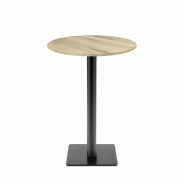 RestooTab - Mange-debout Milan T Ø50cm décor erable kanaka - marron fonte TB-MITFF-R50M-KANAKA