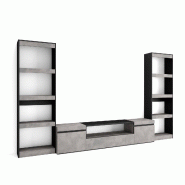 SKRAUT HOME Ensemble Meuble TV, 320x186x35cm, Pour les TV jusqu'à 80", Salon Complet, Ciment - gris Bois manufacturé 96_27