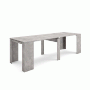 SKRAUT HOME Table console extensible, 260, Pour 12 personnes, Table à Manger, Ciment - gris Bois manufacturé 283_2