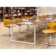 Table de réunion Turing Nex en bois - plateau en mélaminé avec top access inclus