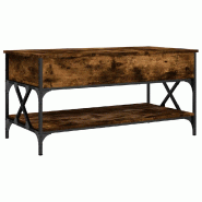 VidaXL Table basse chêne fumé 100x50x50 cm bois d'ingénierie et métal Modèle Symphonie Prestige - 845358