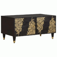 VidaXL Table basse Noir 80 x 50 x 40 cm Bois de mangue massif Modèle Luna Ovale - 4018813