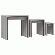 VidaXL Tables basses gigognes 3 pcs sonoma gris bois d'ingénierie Modèle Lofty Cuisine - 837825