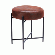 WellHome - Tabouret en contreplaqué avec tissu marron foncé - 36x36x40cm - marron WH15636