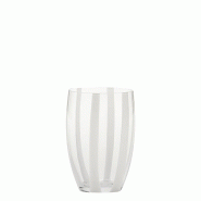 Zafferano Gessato Set di 6 Verres Tumbler en Verre Transparent Soufflé à la Bouche avec de Raffinées Bandes Verticales en Pâte Blanche Design Arti