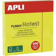 Apli Lot de 12 Bloc de 100 notes adhésives 75x75 jaune fluo - 8410782118978