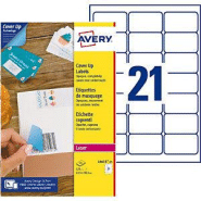 Avery L4613 Etiquettes de masquage permanentes opaques blanches 63,5 x 38,1 mm pour imprimante laser - 25 feuilles A4 - 525 étiquettes par boîte Avery L4613 Etiquettes de masquage permanentes opaques blanches 63,5 x 38,1 mm pour imprimante laser - 25 feuilles A4 - 525 étiquettes par boîte