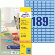 Avery Zweckform 3780 étiquettes enlevables Laser bleues, format 25,4 x 10 mm (20 feuilles A4 / cdt) - L6048-20