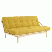 BANQUETTE FUTON FOLK EN PIN MASSIF COLORIS MIEL COUCHAGE 130 X 190 CM.