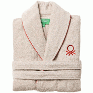 Benetton - Peignoir L/XL 100% Coton 360GSM couleur Beige et Rouge - Rainbow Be - L/XL beige BE751