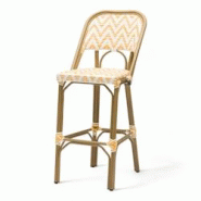 Bistromania Chaise de bar ALMA - Tressage jaune et blanc - EA131 Bistromania Chaise de bar ALMA - Tressage jaune et blanc - EA131