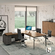 Bureau d'angle avec crédence laquée X9- Officity - 212, Gauche, Ébène_0