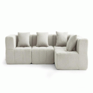Canapé d'angle modulaire MILYSOFA SOFABULOUS 4 places Tissu fine bouclette Beige crème - MS-BULOUS-4C-CRB