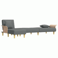 Canapé-lit en forme de L gris foncé 279x140x70 cm tissu Modèle Hivernia - 3157212