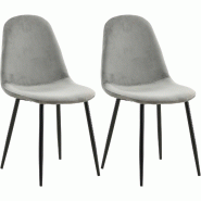 Chaise en tissu avec pieds en acier Polar (Lot de 2) Gris et noir Venture Home - 3700866352714 Chaise en tissu avec pieds en acier Polar (Lot de 2) Gris et noir Venture Home - 3700866352714