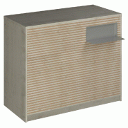 Comptoir Vertigo H T01nat. Spl.Droit L120cm 2tabl.Couliss. 4tab.Amovib. - érable