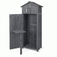 COSTWAY Armoire de jardin en bois, abri à outils avec table pliante, porte et 8 crochets - orange Bois manufacturé SF5130SD