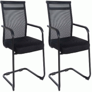 Décoshop26 - Lot de 2 chaises visiteur cantilever mesh respirant et accoudoirs revêtement en maille noir cadre en métal noir 10_0008821 - noir mét Décoshop26 - Lot de 2 chaises visiteur cantilever mesh respirant et accoudoirs revêtement en maille noir cadre en métal noir 10_0008821 - noir mét