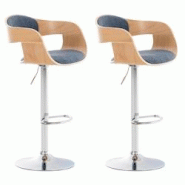Décoshop26 - Lot de 2 tabourets de bar design scandinave en tissu bleu et structure en bois clair 10_0004254 - bleu 3000252009353 Décoshop26 - Lot de 2 tabourets de bar design scandinave en tissu bleu et structure en bois clair 10_0004254 - bleu 3000252009353