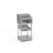 Distributeur sur pied avec étagère pour pains, couverts, verres et plateaux - 4 emplacements - SPNP