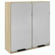 Helloshop26 - Armoire de salle de bain murale miroir 64,5 x 20 x 66,5 cm grand espace de rangement design chêne sonoma 02_0049706 - Bois massif 30002
