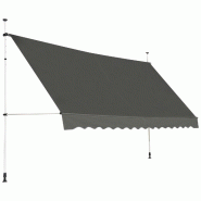 Helloshop26 - Auvent rétractable 350 x 200-300 cm avec manivelle et réglage de la hauteur, moderne en aluminium gris 20_0010439 - 3000226186455_0