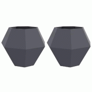 Helloshop26 - Lot de 2 jardinières rectangulaires design extérieur 100 x 100 x 80 cm en acier anthracite 02_0053095 - acier 3000237756487