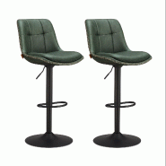Helloshop26 - Tabourets de bar lot de 2 chaise de cuisine siège pivotant à hauteur réglable matelassé en pu avec dossier et 12_0007739 - 3000224243563