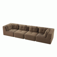 Merax Canapé modulable 4 places, Cloud Sofa Cord sans cadre, canapé lounge près du sol, avec accoudoirs larges, marron - marron multi-matériau W33