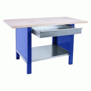 PROREGAL Etabli BUFFALO WOOD avec 1x Tiroir | HxLxP 86,5x180x75cm | Capacité de Charge 1000kg | Bleu - bleu métal PR_RS157-53 PROREGAL Etabli BUFFALO WOOD avec 1x Tiroir | HxLxP 86,5x180x75cm | Capacité de Charge 1000kg | Bleu - bleu métal PR_RS157-53