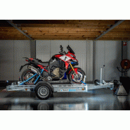 Remorque porte-moto abaissable - TOHACO MO116/2815 ECO - PTAC 1600 kg - 1 essieu freiné - Suspensions pneumatiques - SARIS_WOODY_BT75
