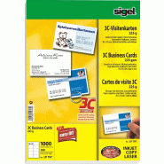 Sigel Etui de 1000 cartes de visite imprimables, 85 x 55 mm, 225 g/m² (100 planches A4 bords lisses) - LP797