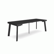 SKRAUT HOME Table console extensible, 220, Pour 10 personnes, Pieds en bois, Noir - noir Bois manufacturé 314_49