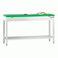 Table inox de découpe avec plan vert - Profondeur 600 mm | Ggm - 1600_0