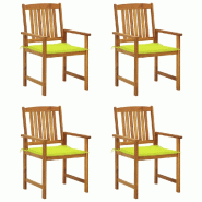 VidaXL Chaises De Jardin Avec Coussins Lot De 4 Bois D Acacia Massif - vert 3061190