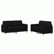 VidaXL Ensemble de canapés 2 pcs avec coussins Noir Tissu Modèle Atlas Design - 3202090